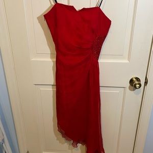 Red Silk Beaded Dress Laundry by Shelli Segal SIZE 4 NWT